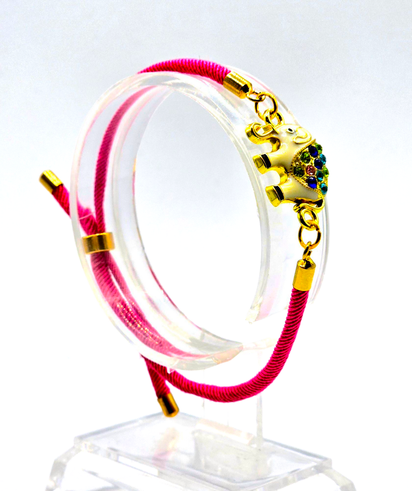 Adjustable Nylon Bracelet with Elephant Charm