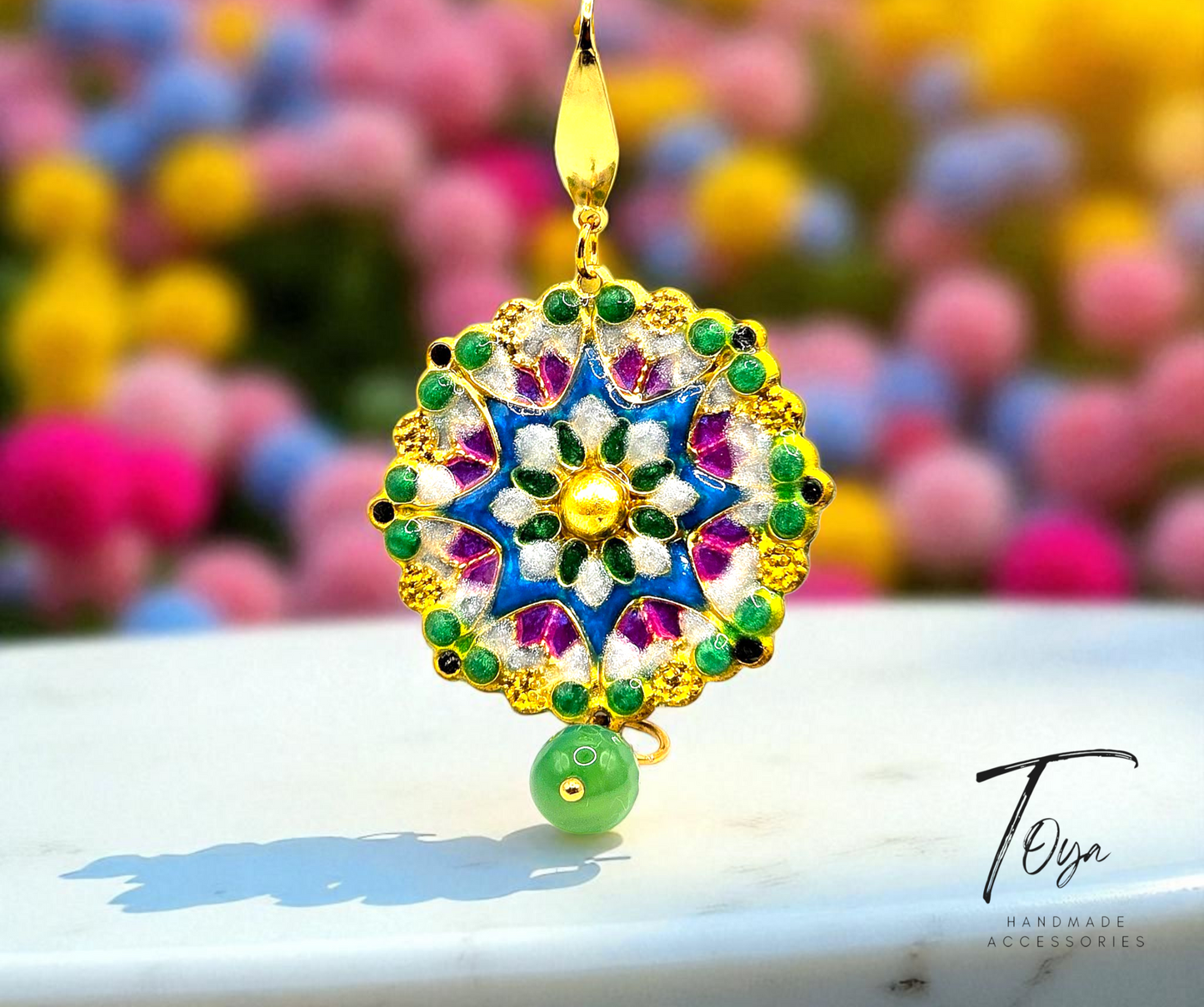 Colorful Resin and Green Agate Earring for Women