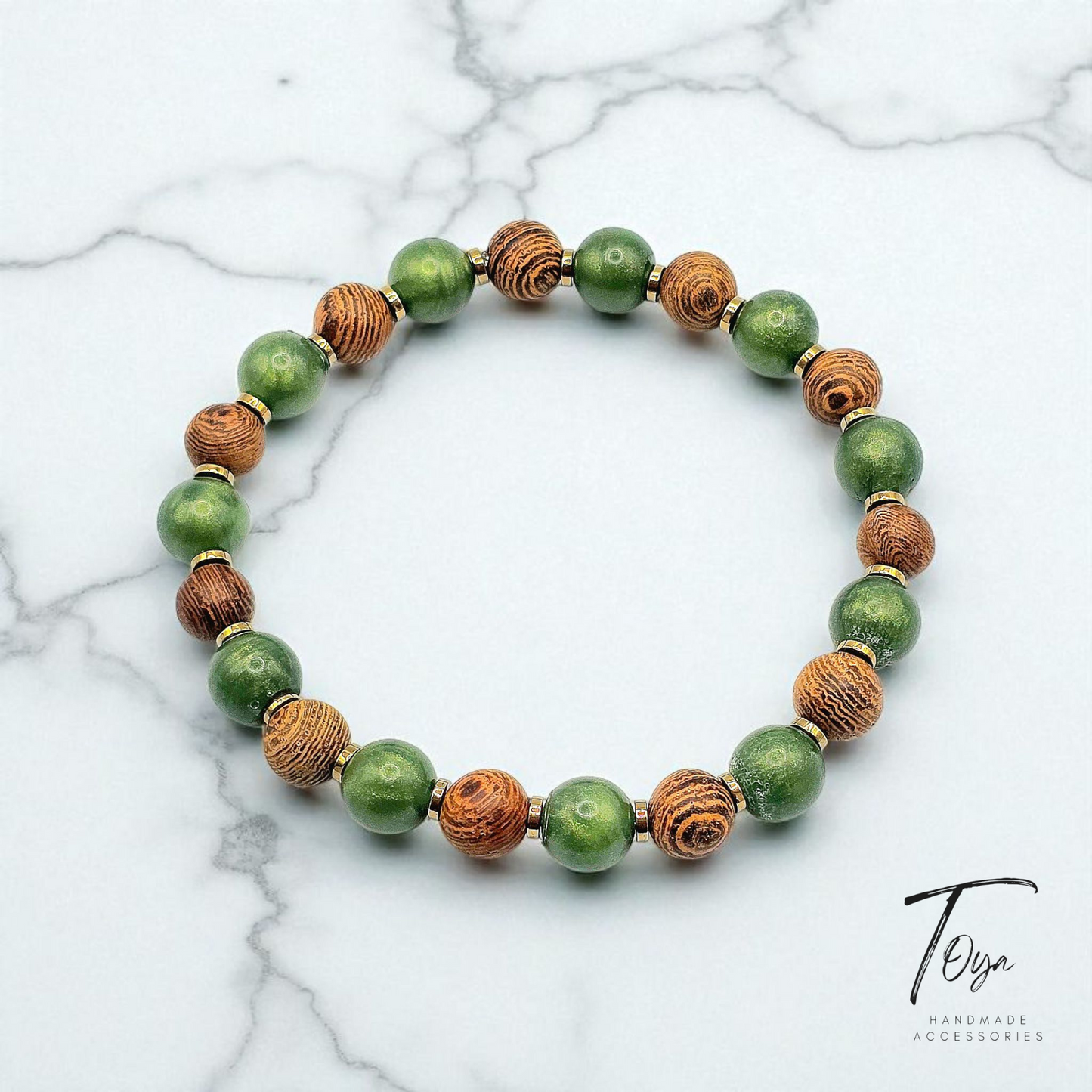 Resin and Wooden Beads with Hematite Bracelet for Men