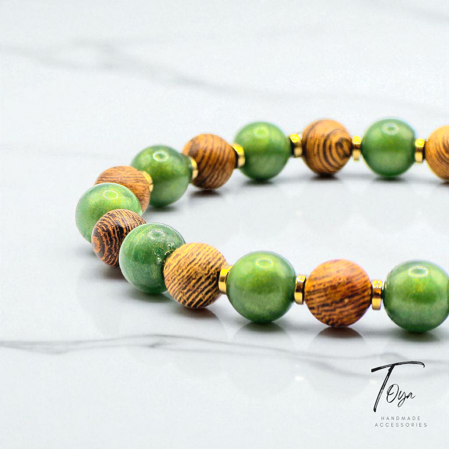 Resin and Wooden Beads with Hematite Bracelet for Men
