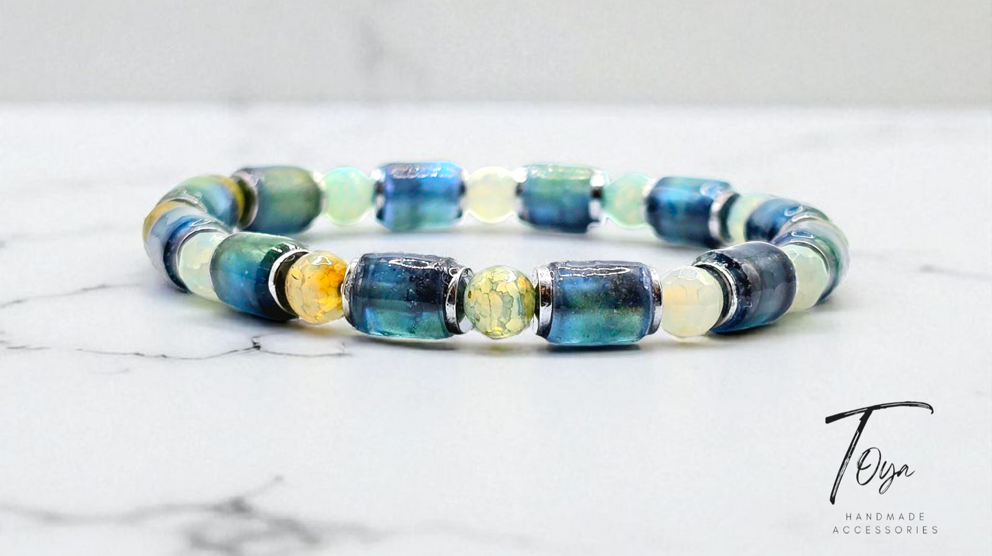 Exclusive Design of Resin Beads with Hematite Bracelet for Men and Women