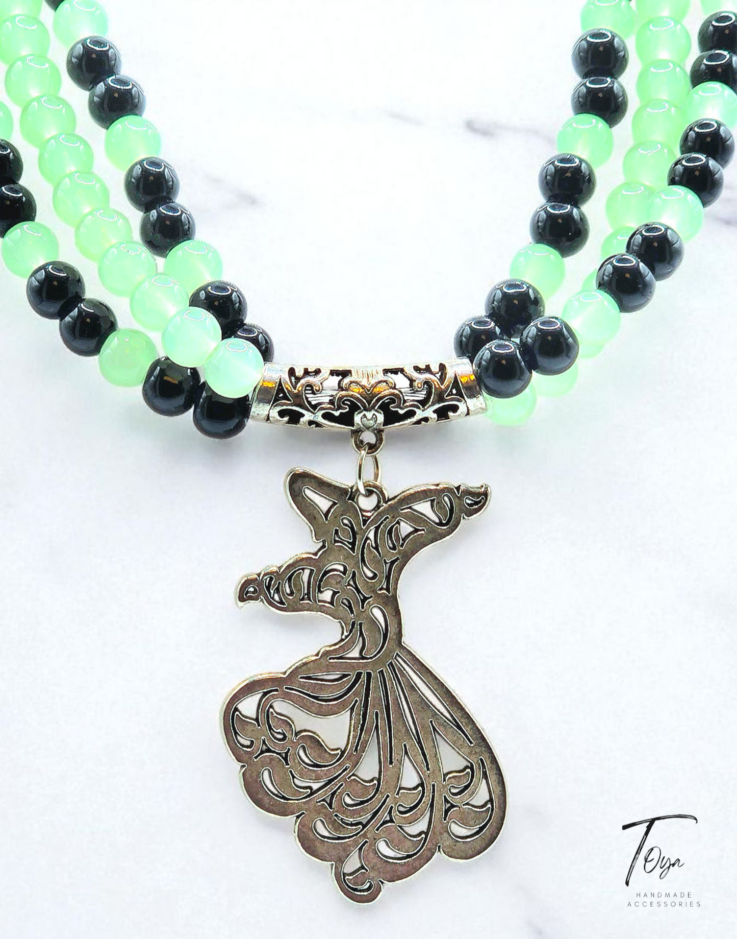Multilayer Black Pearl and Alabaster Necklace for Women