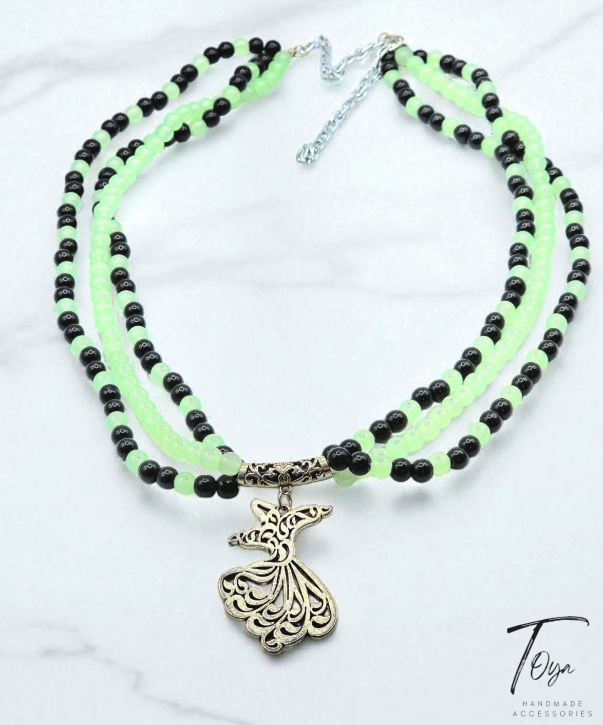 Multilayer Black Pearl and Alabaster Necklace for Women