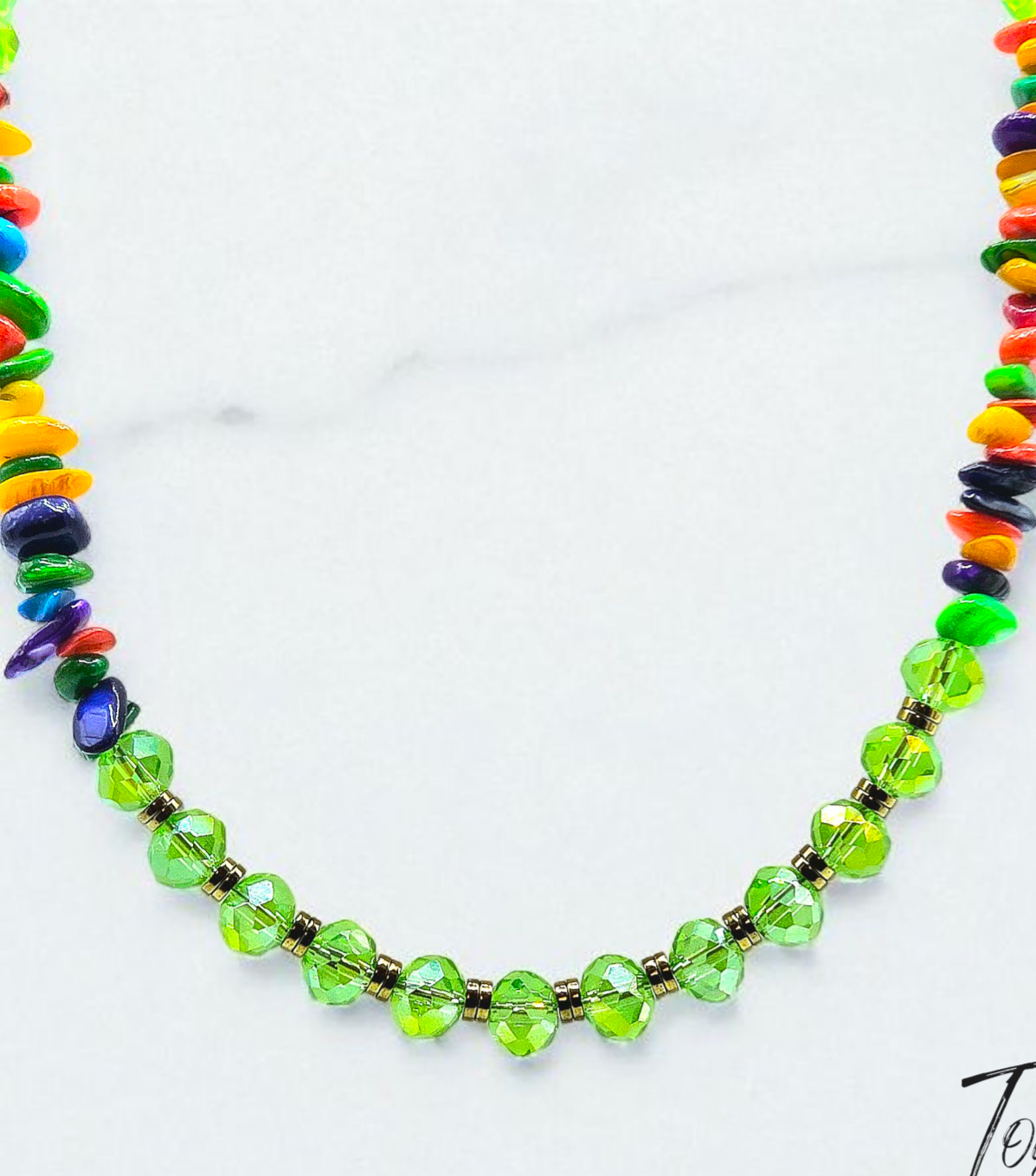 Broken Sea Shell and Crystal Chocker Necklace for Women
