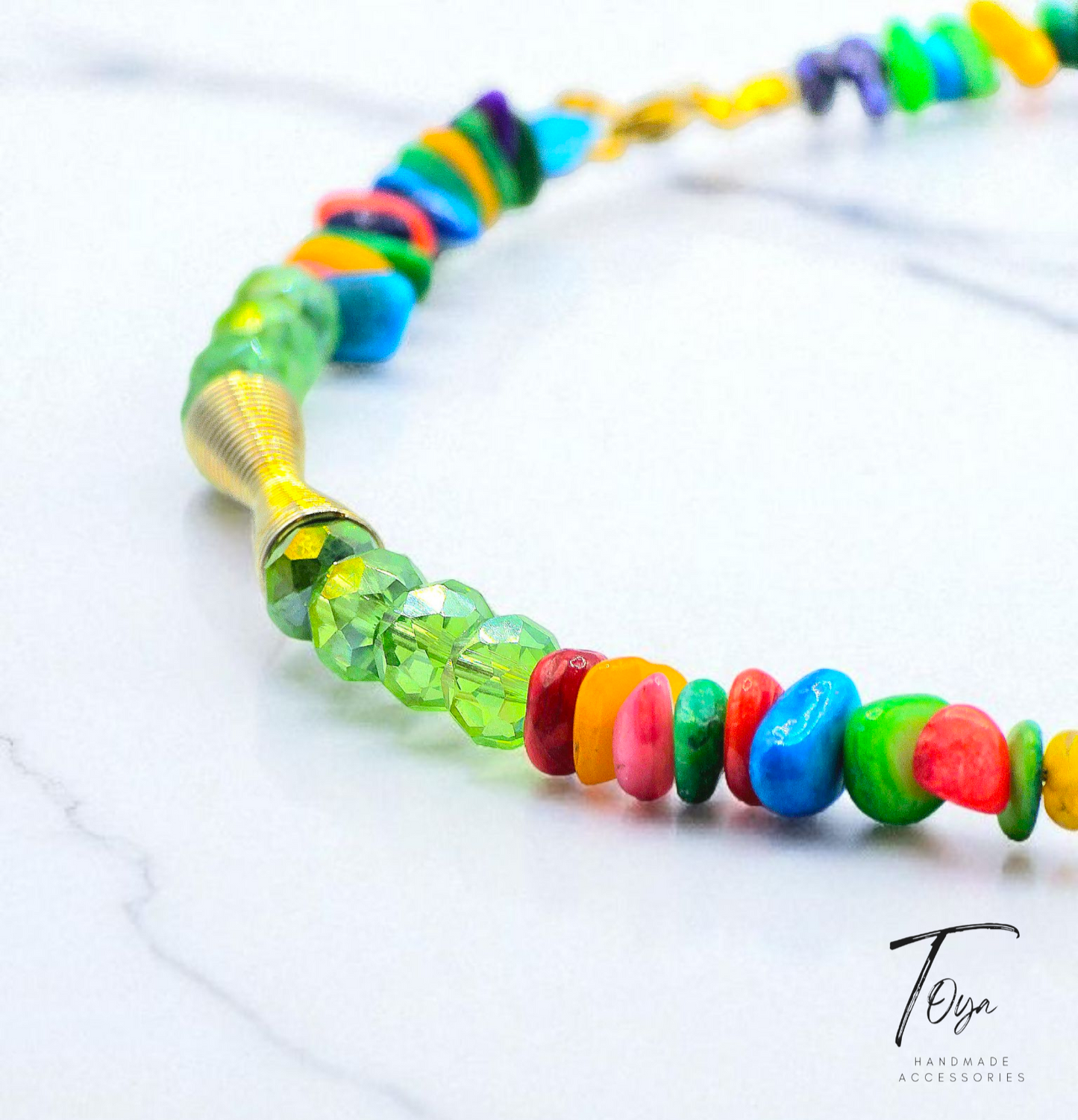 Broken Sea Shell and Crystal Chocker Necklace for Women