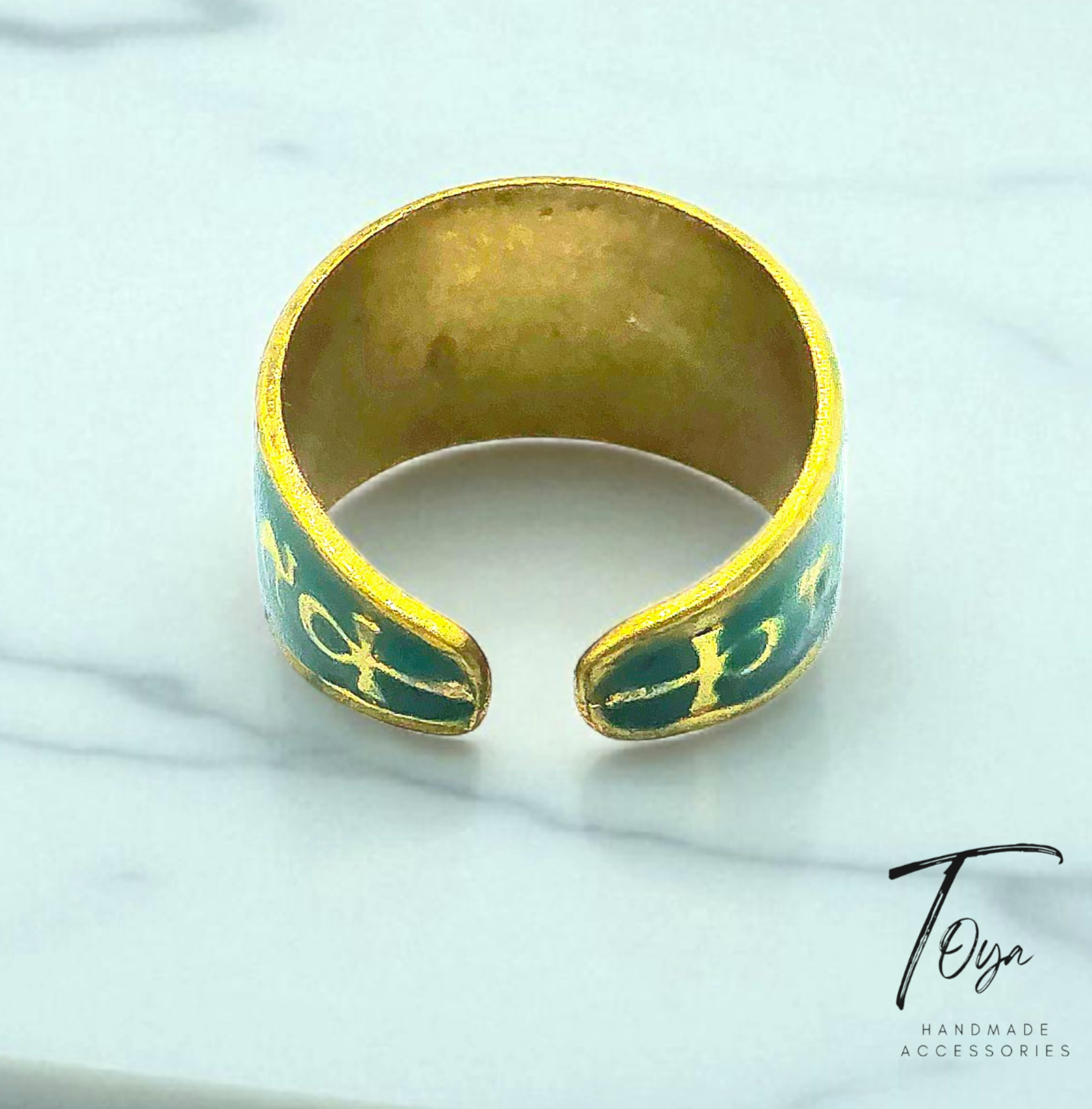 Adjustable Copper Ring for Women "Pyramids and Camels"