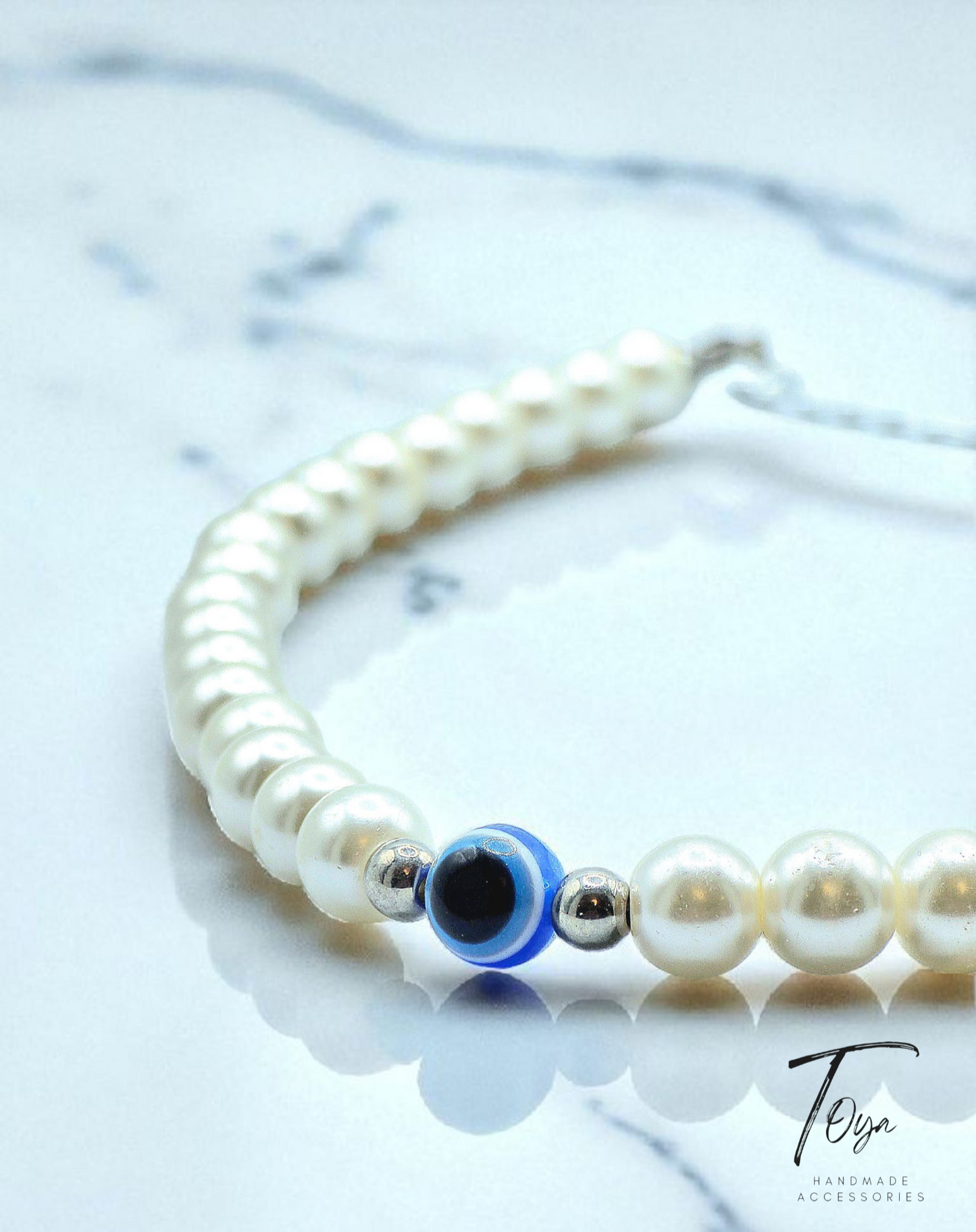Classic Pearl with Evil Eye Charm Necklace for Women