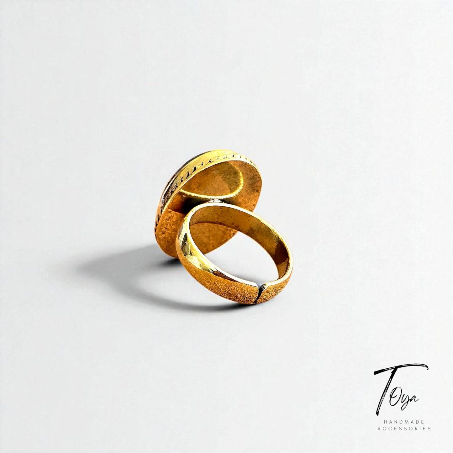 Adjustable Copper Ring for Women "Black Charm"