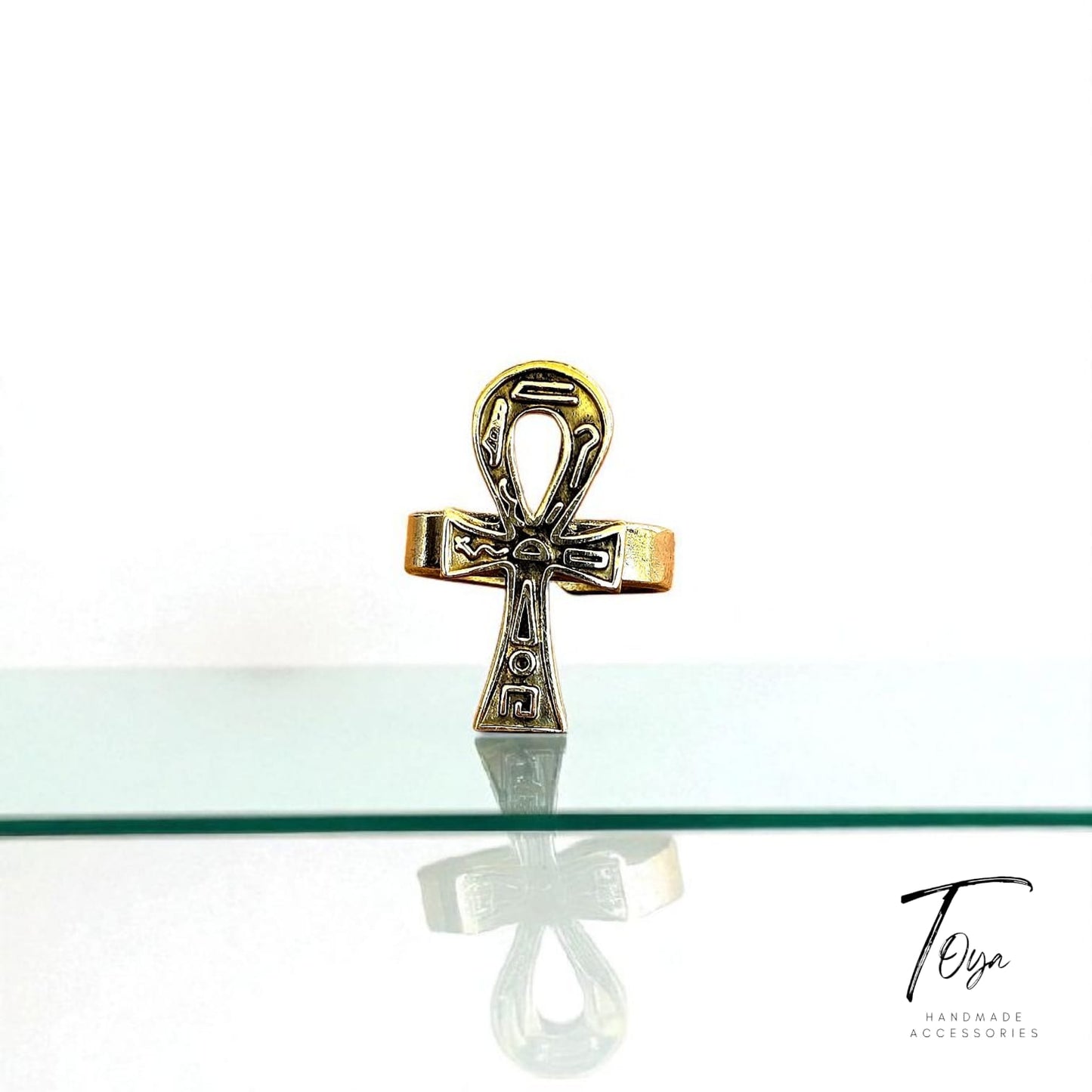 Adjustable Copper Ring for Women "Key of Life"