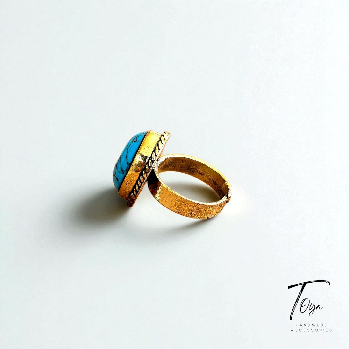 Adjustable Copper Ring for Women "Turquoise"