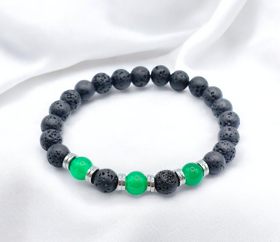 Lava and Alabaster Bracelet for Men