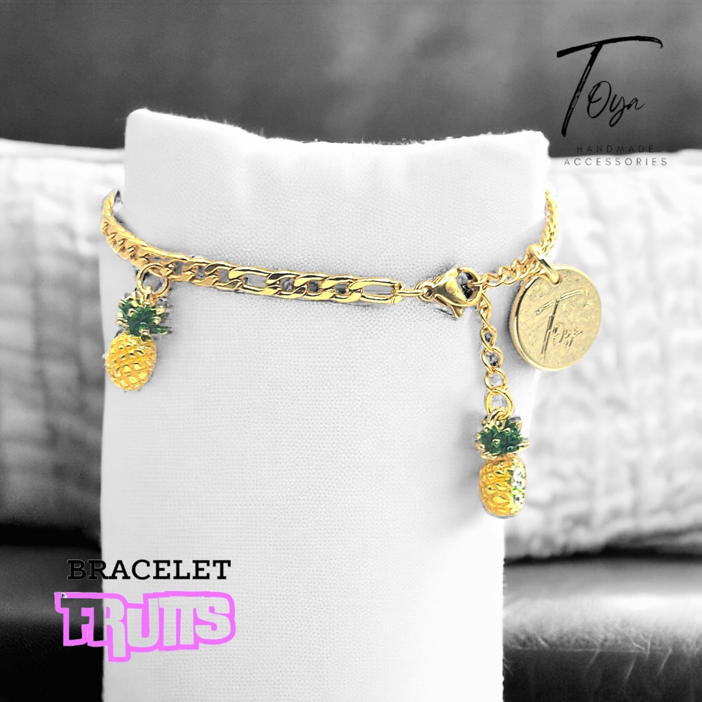 New Design Fruit Hand Bracelet Fruits Charms Golden Plated Chain Women Hand Bracelet