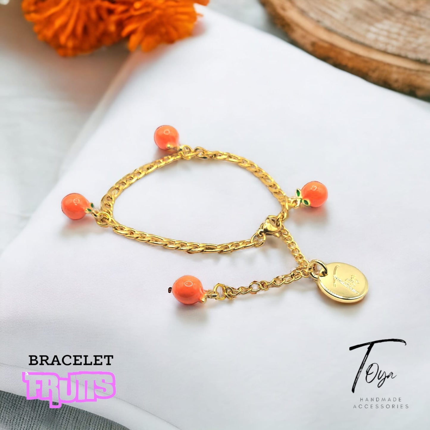 New Design Fruit Hand Bracelet Fruits Charms Golden Plated Chain Women Hand Bracelet