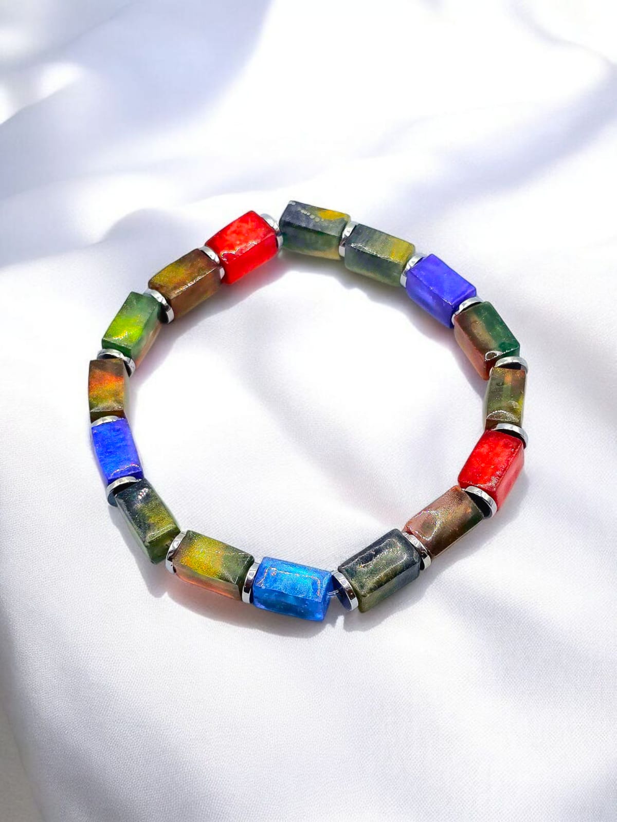 Colorful Shiny Resin with Hematite Bracelet for Men