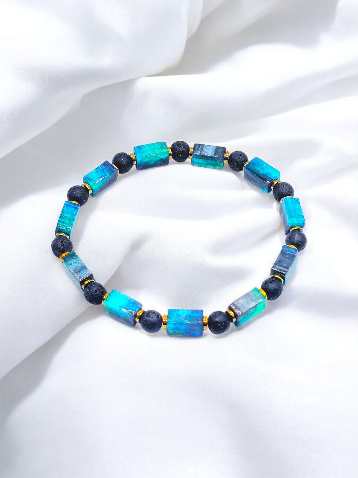 Classic Lava and Resin with Hematite Bracelet for Men