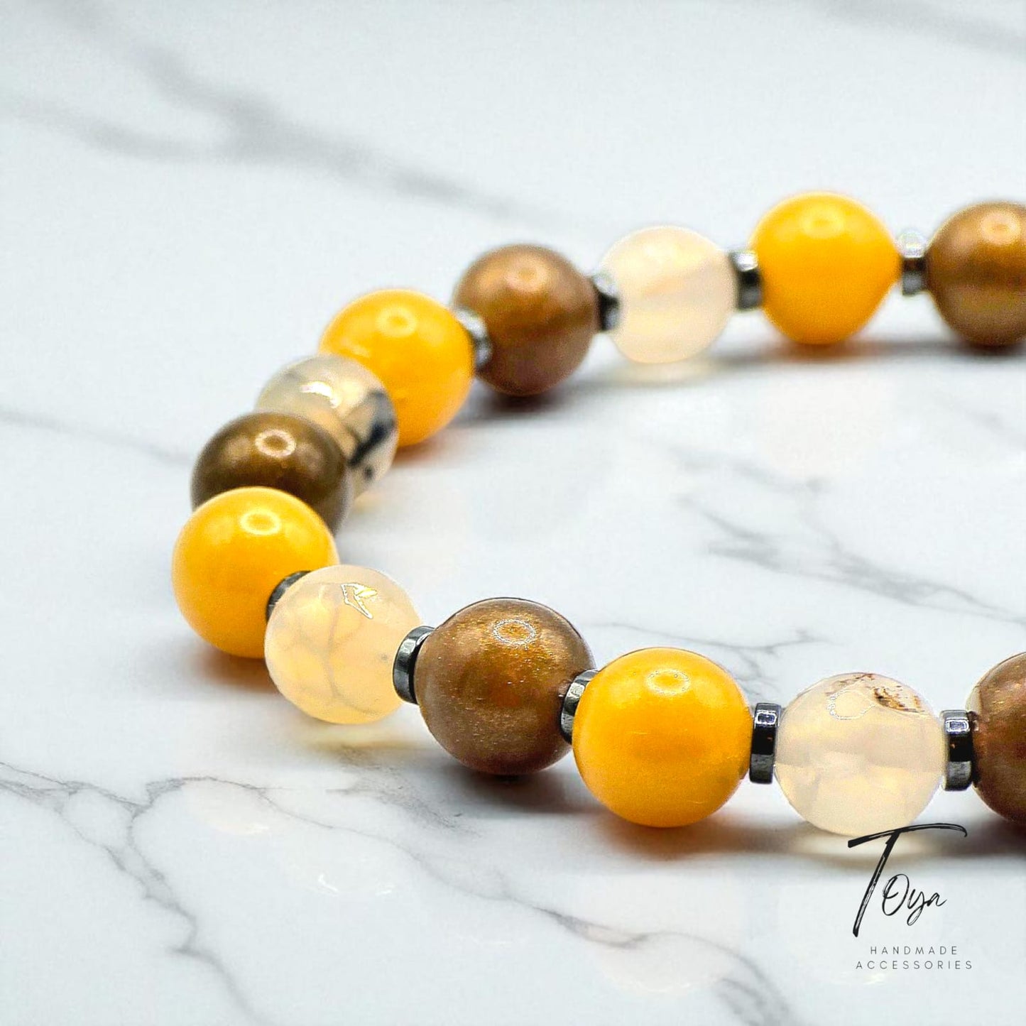 Resin and Agate with Hematite Bracelet for Men