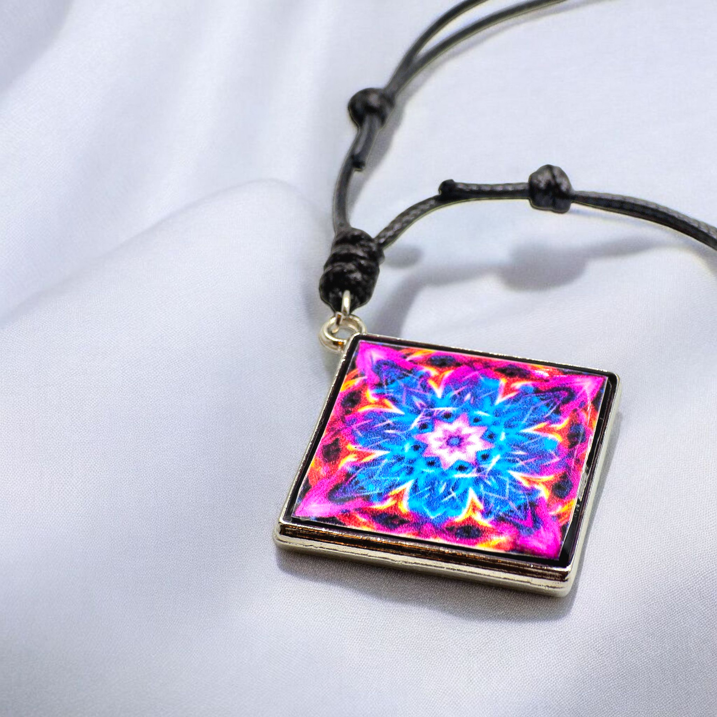 Mandala Resin Leather Adjustable Necklace for Women