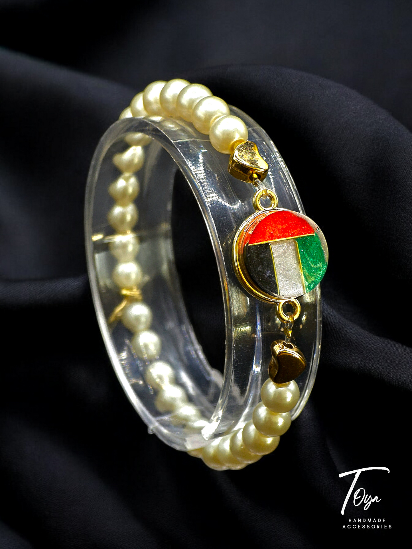 UAE National Day Pearl and Resin Bracelet for Women and Girls