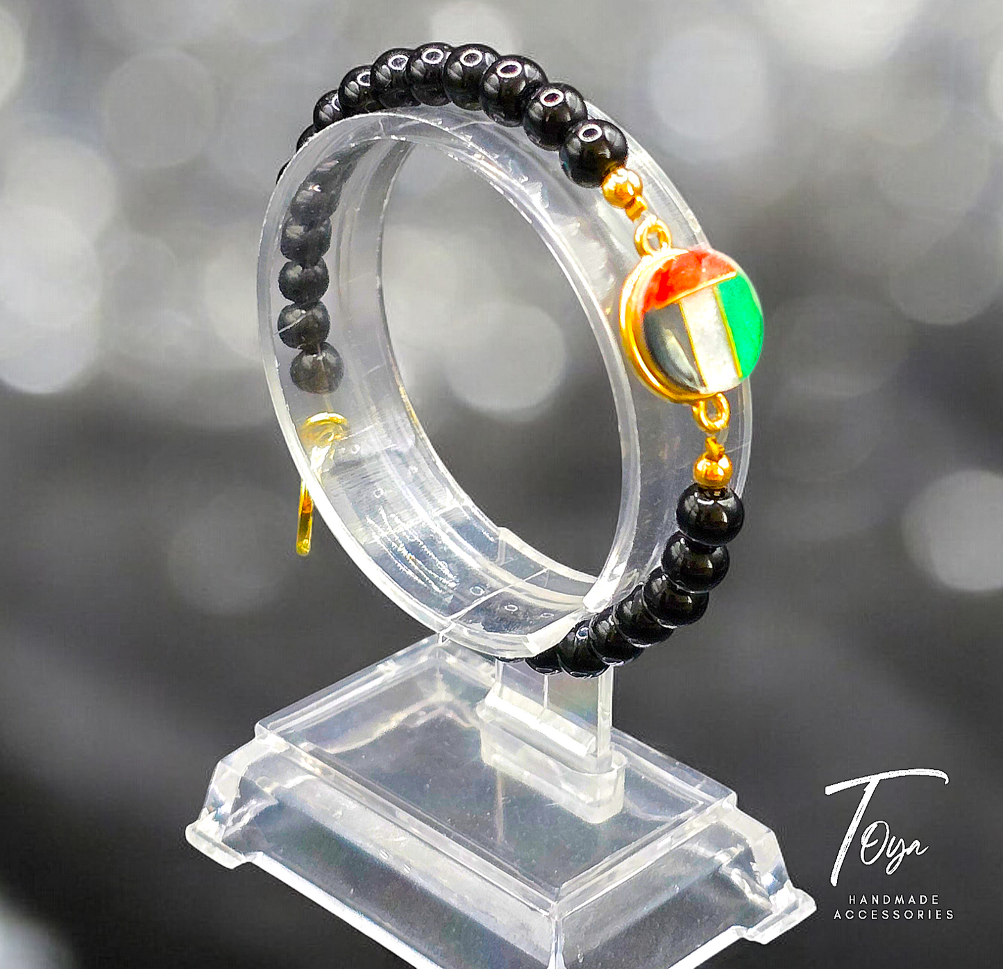 UAE National Day Pearl and Resin Bracelet for Women and Girls