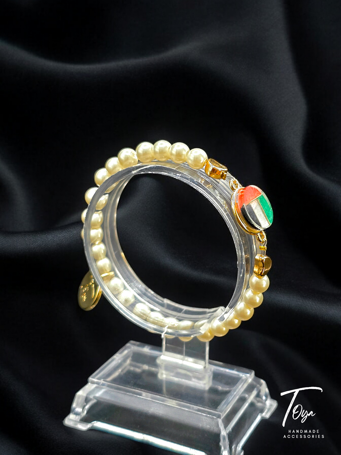 UAE National Day Pearl and Resin Bracelet for Women and Girls