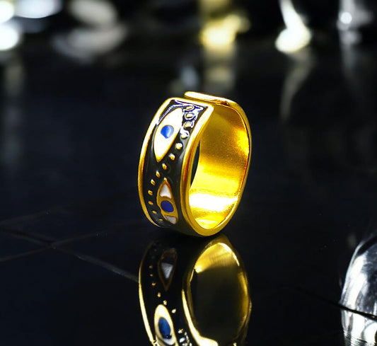 18k Golden Plated Waterproof Evil Eye Ring