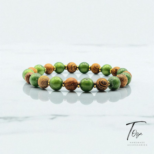Resin and Wooden Beads with Hematite Bracelet for Men