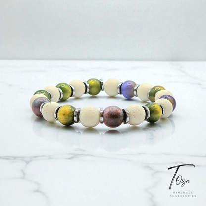 White Lava and Corloful Resin Bracelet for Women and Men