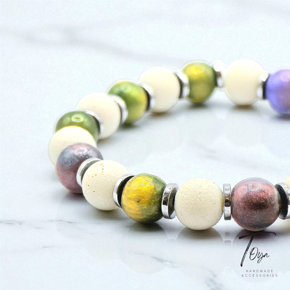 White Lava and Corloful Resin Bracelet for Women and Men