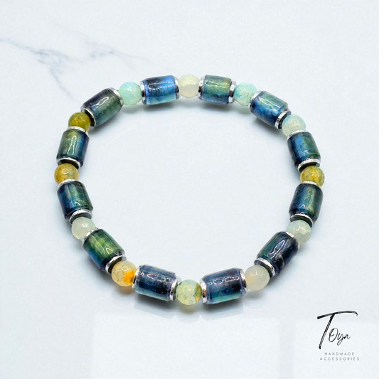 Exclusive Design of Resin Beads with Hematite Bracelet for Men and Women