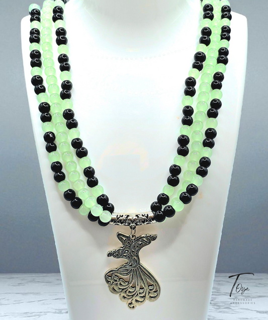 Multilayer Black Pearl and Alabaster Necklace for Women