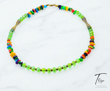 Broken Sea Shell and Crystal Chocker Necklace for Women