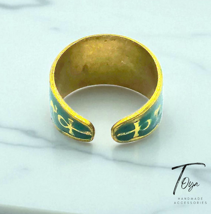 Adjustable Copper Ring for Women "Pyramids and Camels"