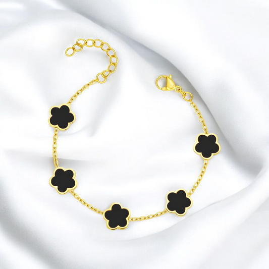 "Flower Meadow" Bracelet, 18K Gold Plated Steel Bracelet for Women