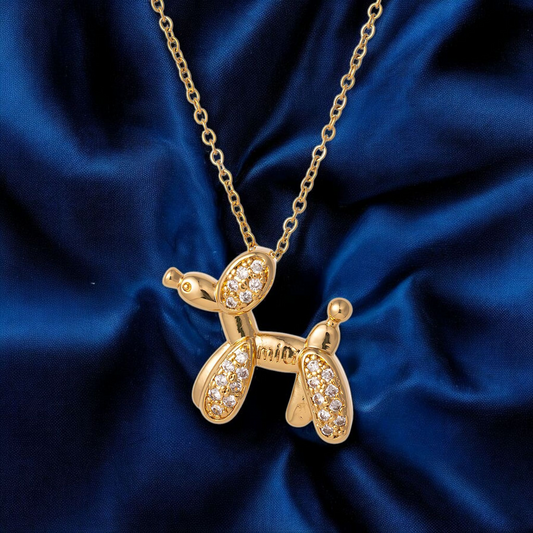 "Dog" Necklace, 18K Gold Plated Steel Necklace for Women