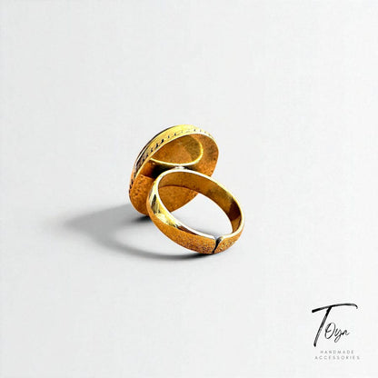 Adjustable Copper Ring for Women "Black Charm"