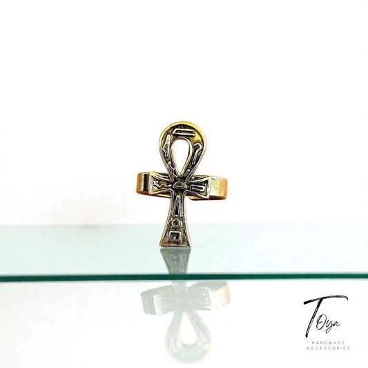 Adjustable Copper Ring for Women "Key of Life"
