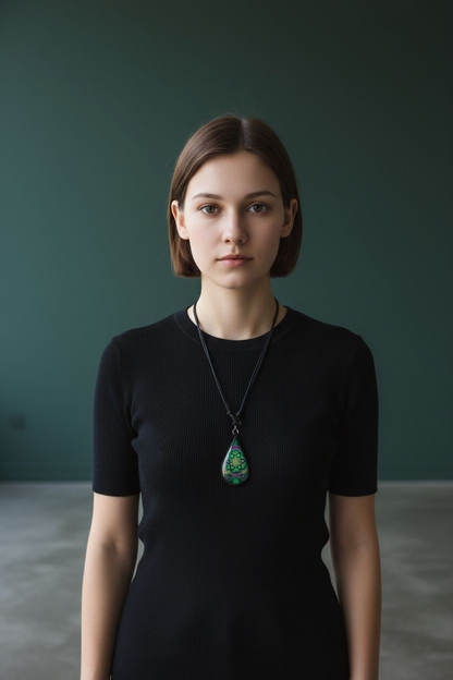 Leather Adjustable Chain with Resin Pendant for Women and Men