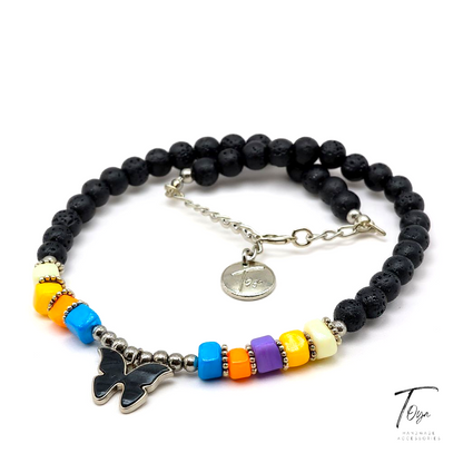 Lava with Broken Sea Shell and Hematite Necklace for Women