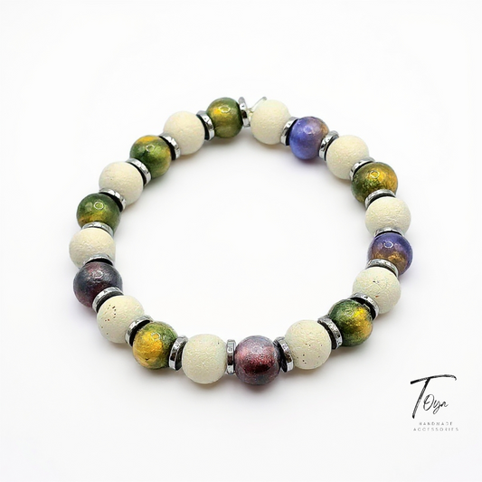 White Lava and Corloful Resin Bracelet for Women and Men