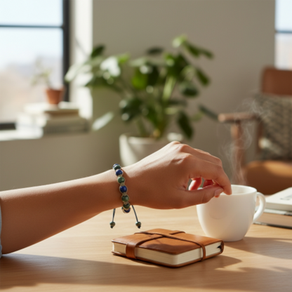 Adjustable Leather Bracelet with Colorful Resin Beads for Men and Women