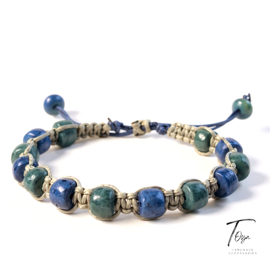 Adjustable Leather Bracelet with Colorful Resin Beads for Men and Women