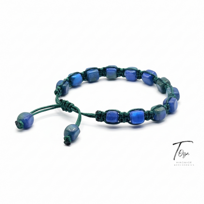 Adjustable Leather Bracelet with Colorful Cube Resin Beads for Men and Women