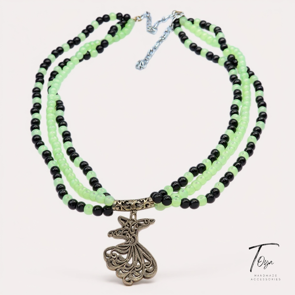 Multilayer Black Pearl and Alabaster Necklace for Women