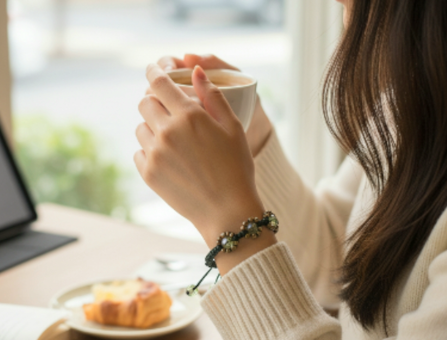 Adjustable Leather Bracelet with Crystal and Seed Beads Women
