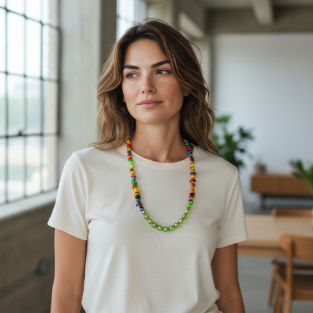 Broken Sea Shell and Crystal Chocker Necklace for Women