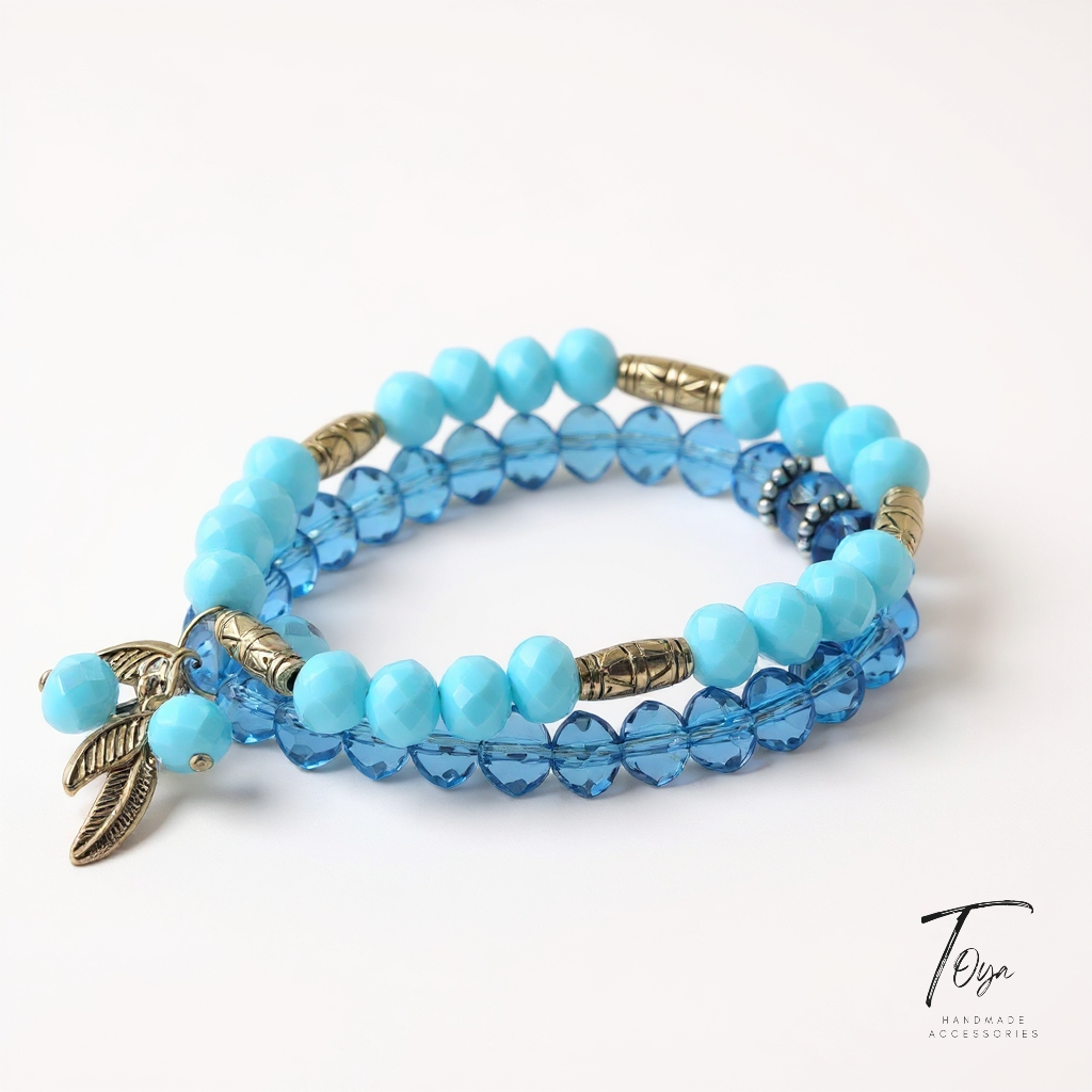 Blended Crystal and Resin Necklace, Bracelet and Ring Jewelry Set for Women