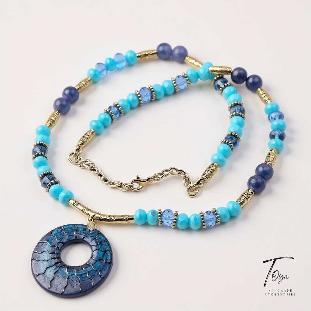 Blended Crystal and Resin Necklace, Bracelet and Ring Jewelry Set for Women