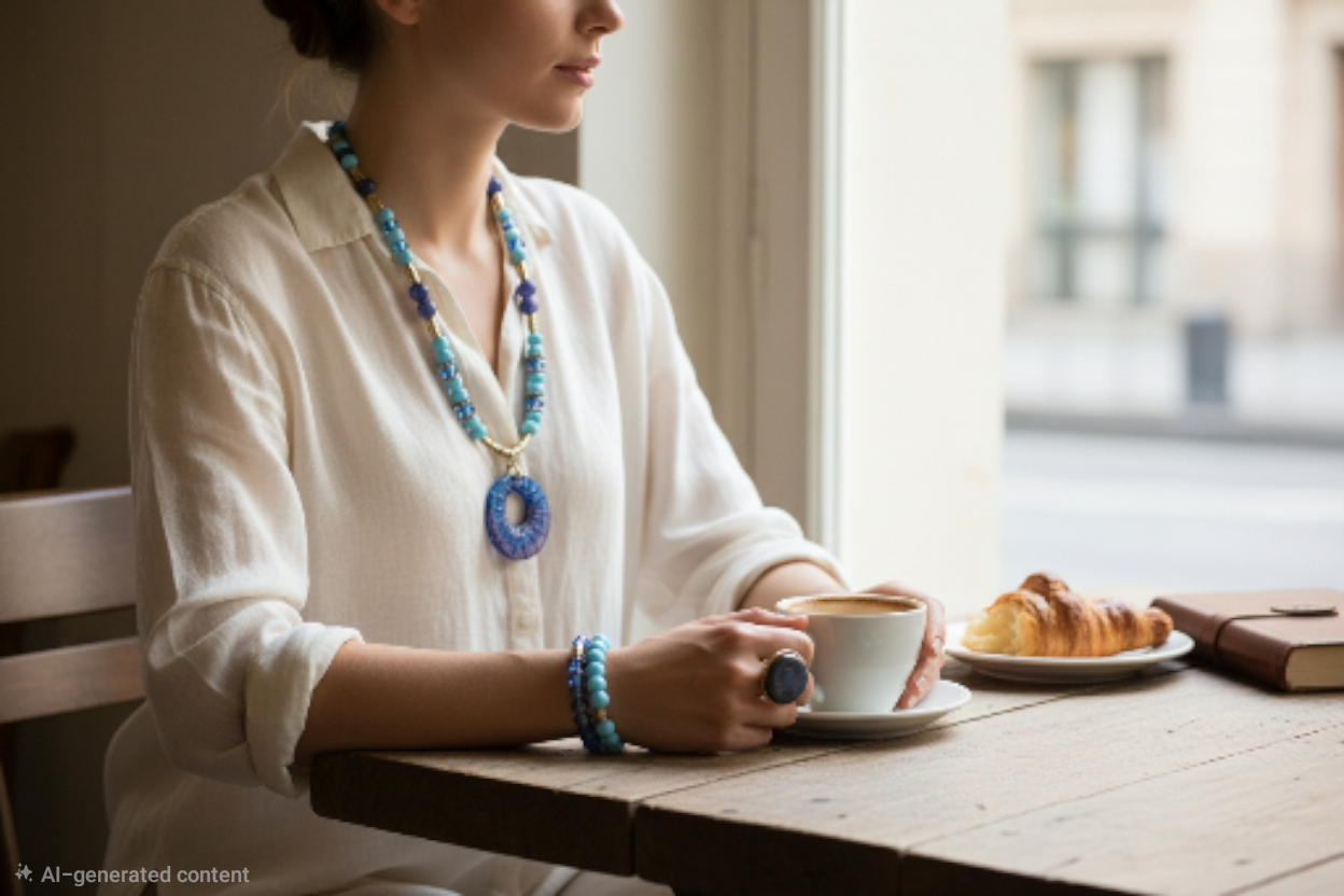 Blended Crystal and Resin Necklace, Bracelet and Ring Jewelry Set for Women