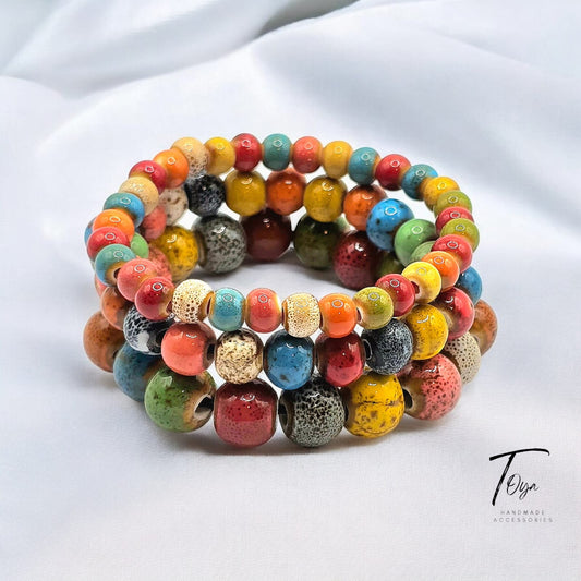 Colorful Ceramic Beads Bracelet for Women and Men