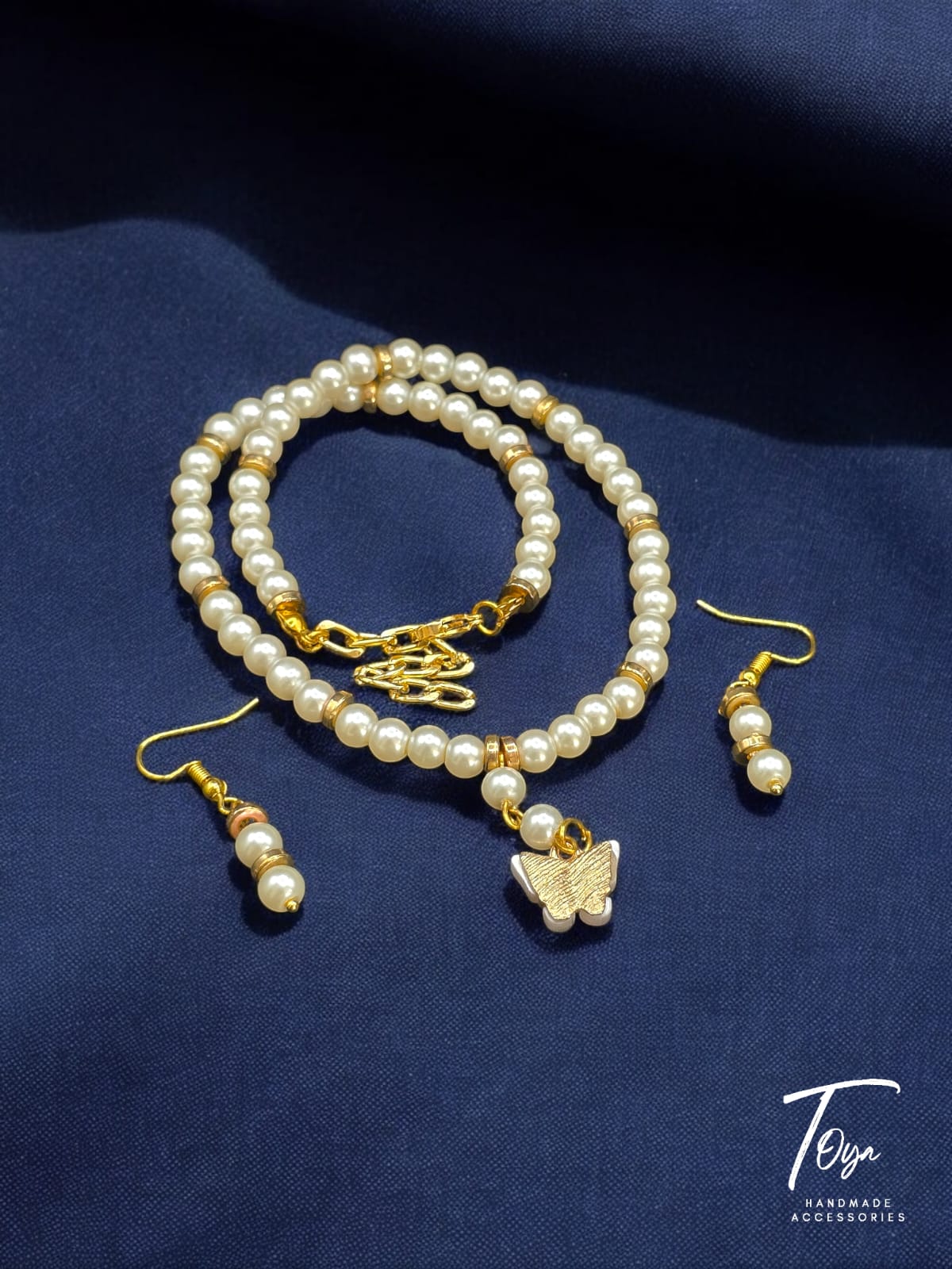 Pearl Necklace and Earring Jewelry Set for Women